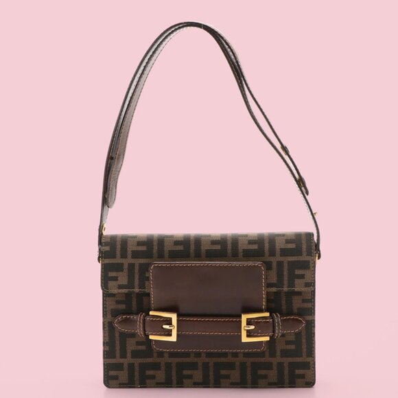 Fendi Tobacco Monogram Zucca Canvas Shoulder Bag - Picture 2 of 13